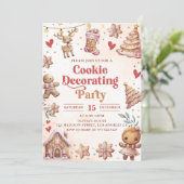 ピンクのクリスマス・クッキー飾り付けパーティー招待状 招待状 (スタンド正面)