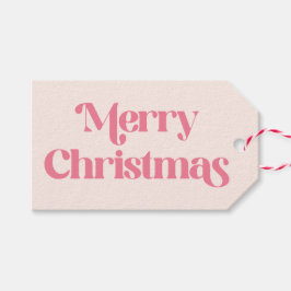 ピンクのクリスマス・グルービー・モダン・レトロ ギフトタグ