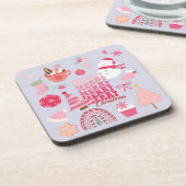 ピンクのクリスマス コースター (左側)