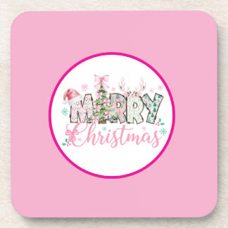 ピンクのクリスマス コースター