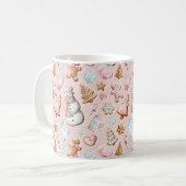 ピンクのクリスマス コーヒーマグカップ (正面左)