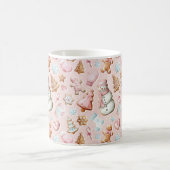 ピンクのクリスマス コーヒーマグカップ (中央)