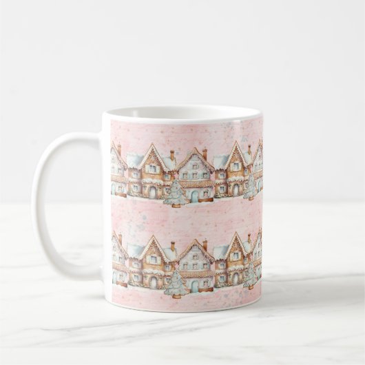 ピンクのクリスマス コーヒーマグカップ (左)