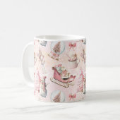 ピンクのクリスマス コーヒーマグカップ (正面左)