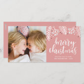 ピンクのクリスマス シーズンカード (正面/裏面)