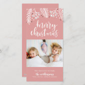 ピンクのクリスマス シーズンカード (正面/裏面)