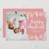ピンクのクリスマス シーズンカード (正面/裏面)