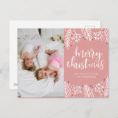 ピンクのクリスマス シーズンポストカード (正面/裏面)