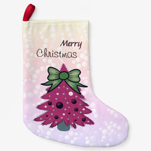 ピンクのクリスマス スモールクリスマスストッキング (正面)