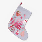 ピンクのクリスマス スモールクリスマスストッキング (正面 (吊り時))