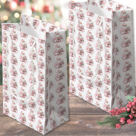 ピンクのクリスマス スモールペーパーバッグ