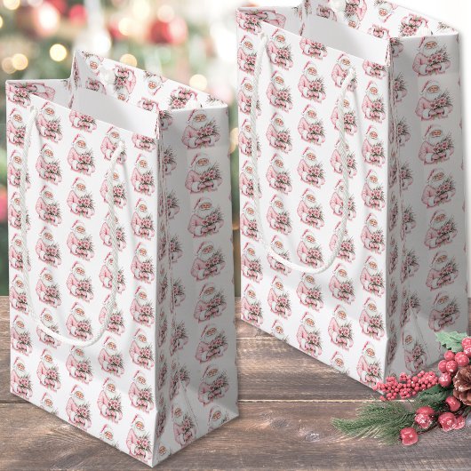 ピンクのクリスマス スモールペーパーバッグ