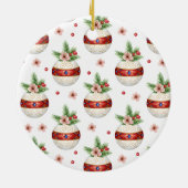 ピンクのクリスマス セラミックオーナメント (裏面)