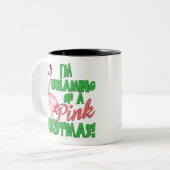 ピンクのクリスマス ツートーンマグカップ (正面左)