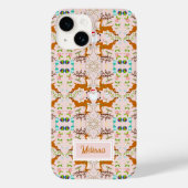 ピンクのクリスマス トナカイ シームレス パターン Case-Mate iPhoneケース (裏面)