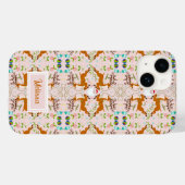 ピンクのクリスマス トナカイ シームレス パターン Case-Mate iPhoneケース (裏面 (横))