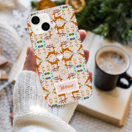 ピンクのクリスマス トナカイ シームレス パターン Case-Mate iPhone 14ケース