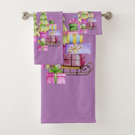 ピンクのクリスマス バスタオルセット (インサイチュ)