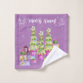 ピンクのクリスマス バスタオルセット (ウォッシュタオル)