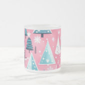 ピンクのクリスマス フロストグラスマグカップ (中央)