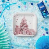 ピンクのクリスマス ペーパープレート (パーティー)