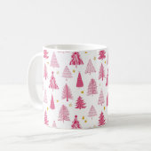 ピンクのクリスマス ホリデーツリー コーヒーマグカップ (正面左)