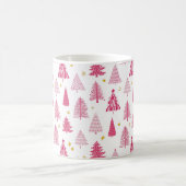 ピンクのクリスマス ホリデーツリー コーヒーマグカップ (中央)