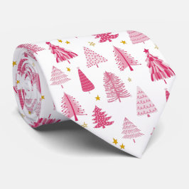 ピンクのクリスマス ホリデーツリー ネクタイ