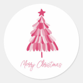 ピンクのクリスマス ホリデーツリー ラウンドシール
