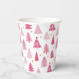 ピンクのクリスマス ホリデーツリー 紙コップ