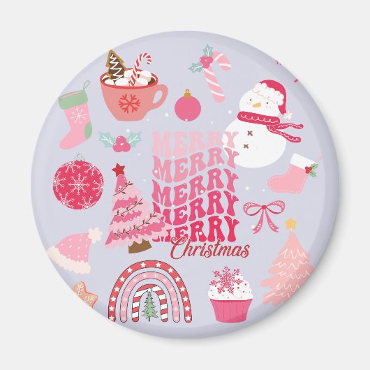 ピンクのクリスマス マグネット (正面)