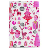 ピンクのクリスマス ミディアムペーパーバッグ (正面)