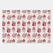 ピンクのクリスマス ラッピングペーパーシート (正面)