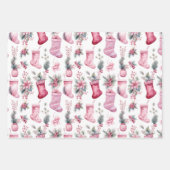 ピンクのクリスマス ラッピングペーパーシート (正面)