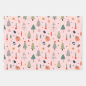 ピンクのクリスマス ラッピングペーパーシート (正面)