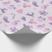 ピンクのクリスマス ラッピングペーパー (角)