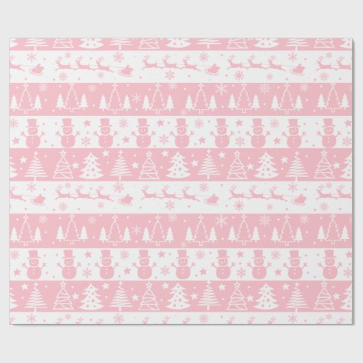 ピンクのクリスマス ラッピングペーパー (フラット)
