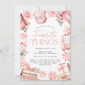 ピンクのクリスマス |休日お気に入りののパーティー 招待状 (正面)