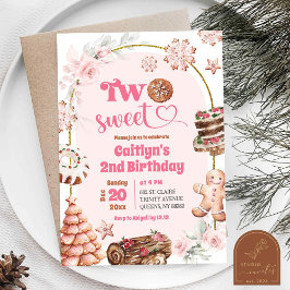 ピンクのクリスマス 2歳の誕生日 招待状