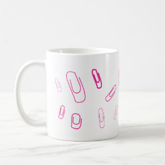 ピンクのクリップ レトロデザイン コーヒーマグカップ
