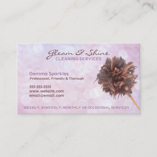 ピンクのクリーニングのサービス業カード 名刺 (正面)