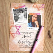 ピンクのクリームシクルオレンジバルミツワースパークルスター 招待状