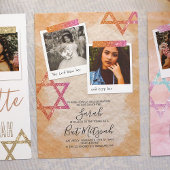 ピンクのクリームシクルオレンジバルミツワースパークルスター 招待状