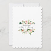 ピンクのクリームフラワーカリグラフィー仮想ベビーシャワー 招待状 (裏面)