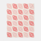 ピンクのクリーム楕円の円の幾何モダンパターン フリースブランケット (正面)