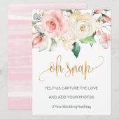 ピンクのクリーム色のバラ オススメ! インスタグラム/ハッシュタグ ウェディングカード 招待状 (正面/裏面)