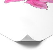 ピンクのクレマティス花イラストレーション白 ポスター (角)