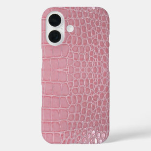 ピンクのクロコダイルレザーの美学 iPhone 16ケース