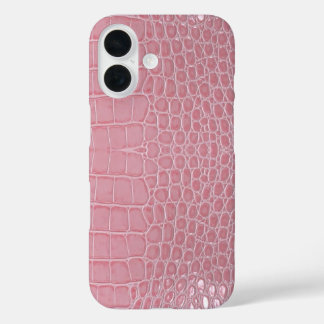 ピンクのクロコダイルレザーの美学 iPhone 16ケース