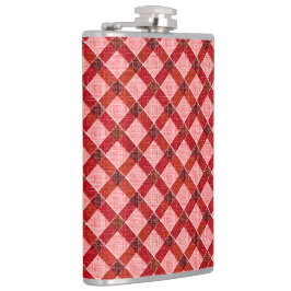 ピンクのクロスタータンチェックの格子柄と軽い粗いレリーフ、 浮き彫りのTh フラスク